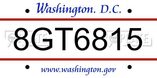 8GT6815 District Of Columbia License Plate