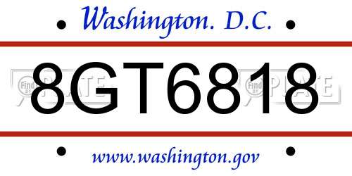 8GT6818 District Of Columbia License Plate