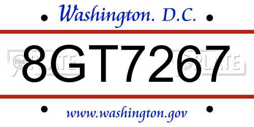 8GT7267 District Of Columbia License Plate