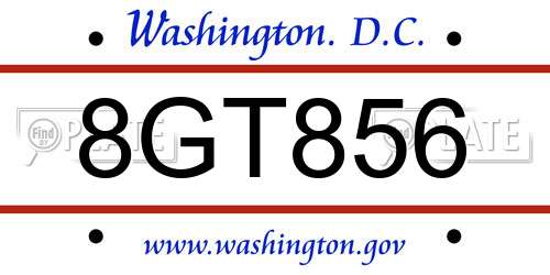 8GT856 District Of Columbia License Plate