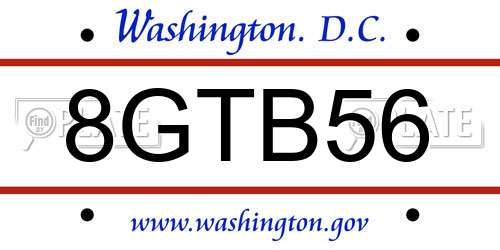 8GTB56 District Of Columbia License Plate
