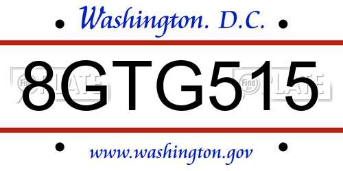 8GTG515 District Of Columbia License Plate