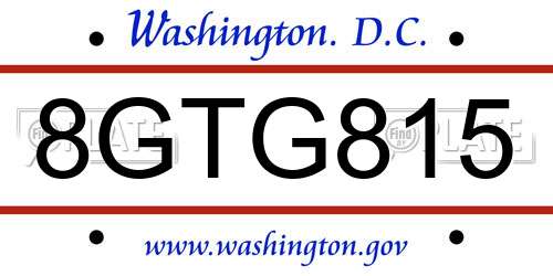 8GTG815 District Of Columbia License Plate