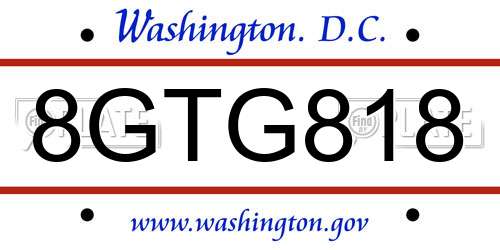 8GTG818 District Of Columbia License Plate