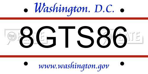 8GTS86 District Of Columbia License Plate