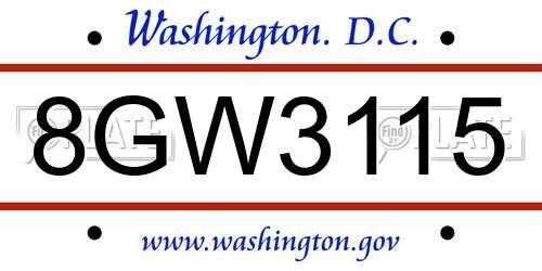 8GW3115 District Of Columbia License Plate