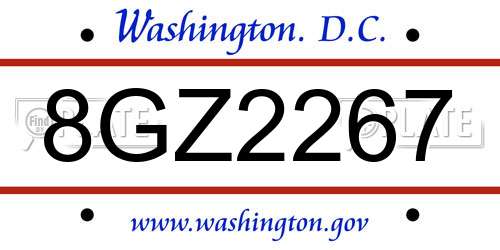 8GZ2267 District Of Columbia License Plate