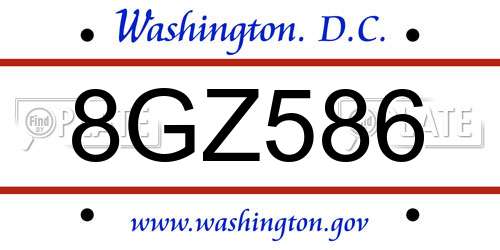 8GZ586 District Of Columbia License Plate