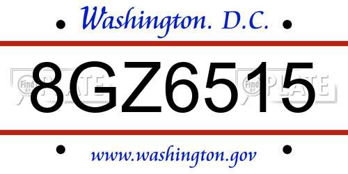 8GZ6515 District Of Columbia License Plate