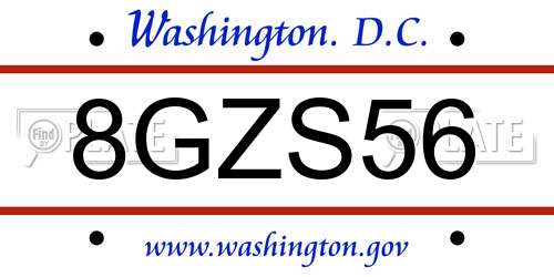 8GZS56 District Of Columbia License Plate