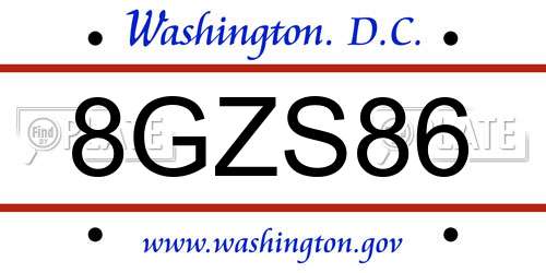 8GZS86 District Of Columbia License Plate