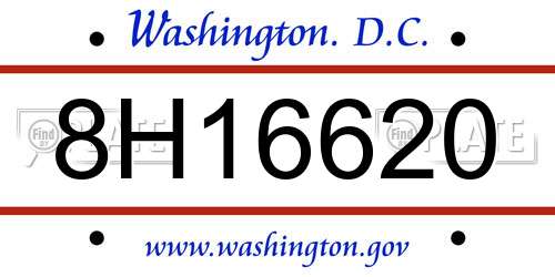8H16620 District Of Columbia License Plate