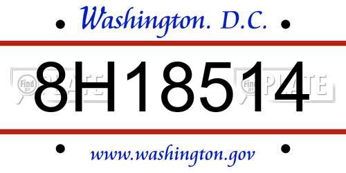 8H18514 District Of Columbia License Plate