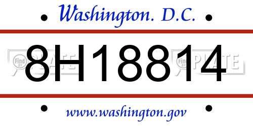 8H18814 District Of Columbia License Plate