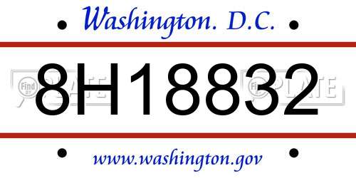 8H18832 District Of Columbia License Plate