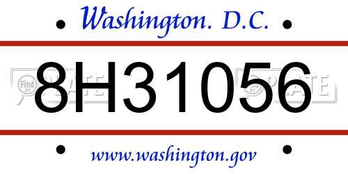 8H31056 District Of Columbia License Plate