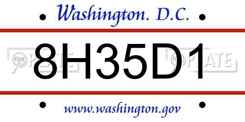8H35D1 District Of Columbia License Plate
