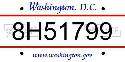 8H51799 District Of Columbia License Plate