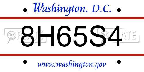8H65S4 District Of Columbia License Plate