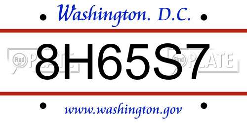 8H65S7 District Of Columbia License Plate