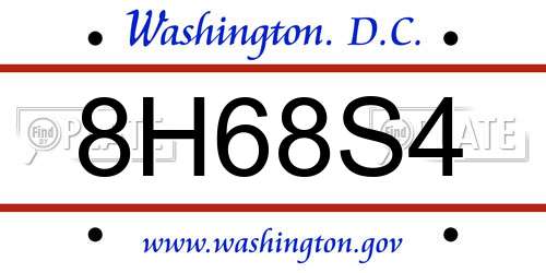 8H68S4 District Of Columbia License Plate