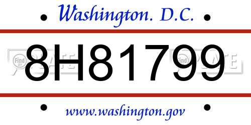 8H81799 District Of Columbia License Plate