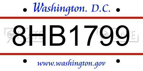 8HB1799 District Of Columbia License Plate