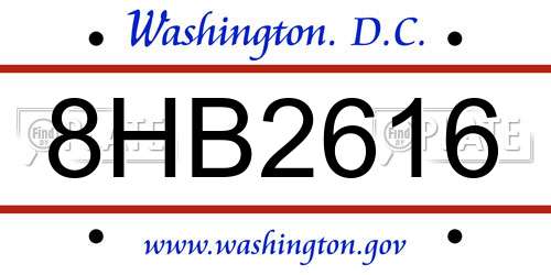 8HB2616 District Of Columbia License Plate