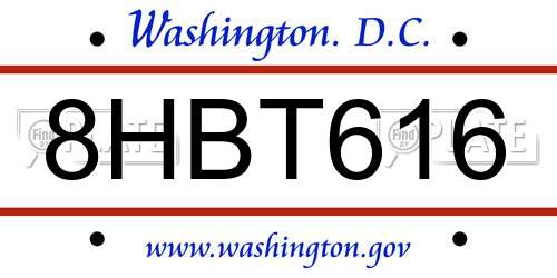 8HBT616 District Of Columbia License Plate
