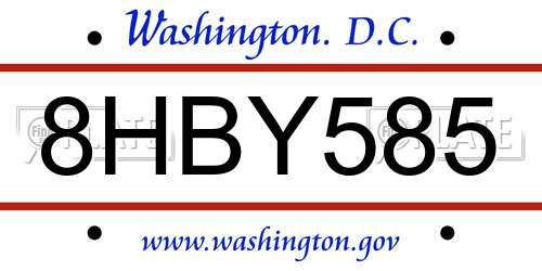 8HBY585 District Of Columbia License Plate