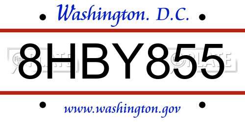 8HBY855 District Of Columbia License Plate