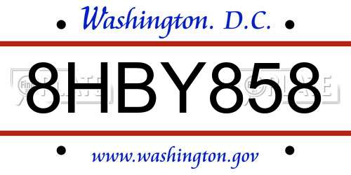 8HBY858 District Of Columbia License Plate