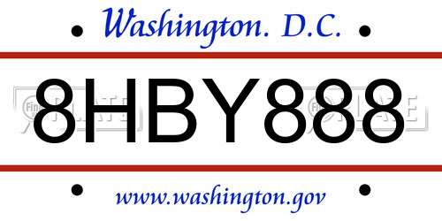 8HBY888 District Of Columbia License Plate