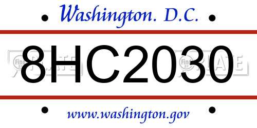 8HC2030 District Of Columbia License Plate