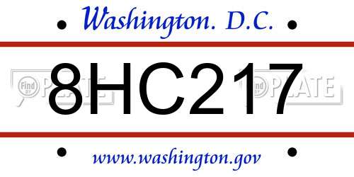 8HC217 District Of Columbia License Plate