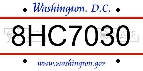 8HC7030 District Of Columbia License Plate