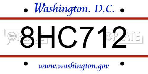 8HC712 District Of Columbia License Plate