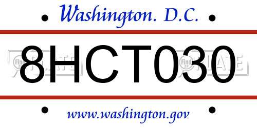 8HCT030 District Of Columbia License Plate