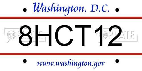 8HCT12 District Of Columbia License Plate