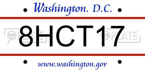 8HCT17 District Of Columbia License Plate