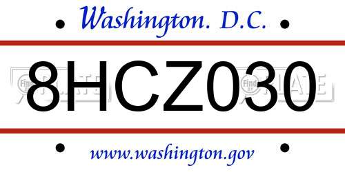 8HCZ030 District Of Columbia License Plate