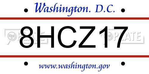8HCZ17 District Of Columbia License Plate