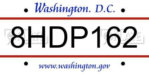 8HDP162 District Of Columbia License Plate
