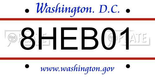 8HEB01 District Of Columbia License Plate