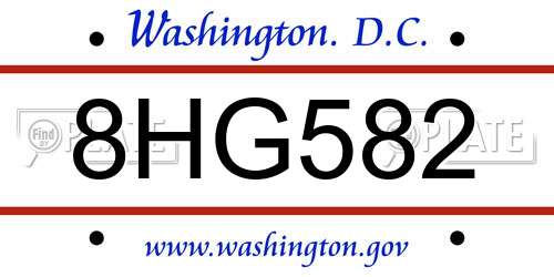 8HG582 District Of Columbia License Plate