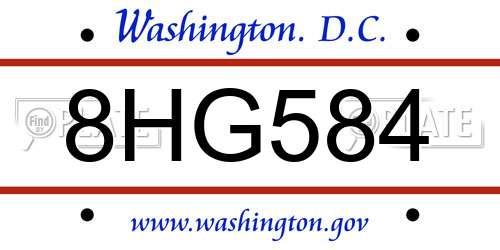 8HG584 District Of Columbia License Plate