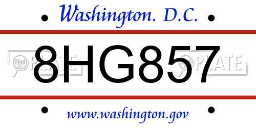 8HG857 District Of Columbia License Plate