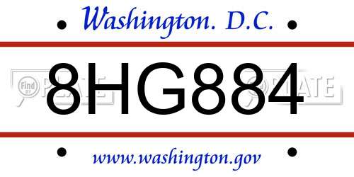 8HG884 District Of Columbia License Plate