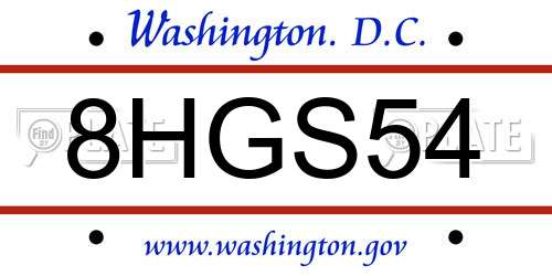 8HGS54 District Of Columbia License Plate