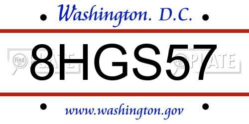 8HGS57 District Of Columbia License Plate
